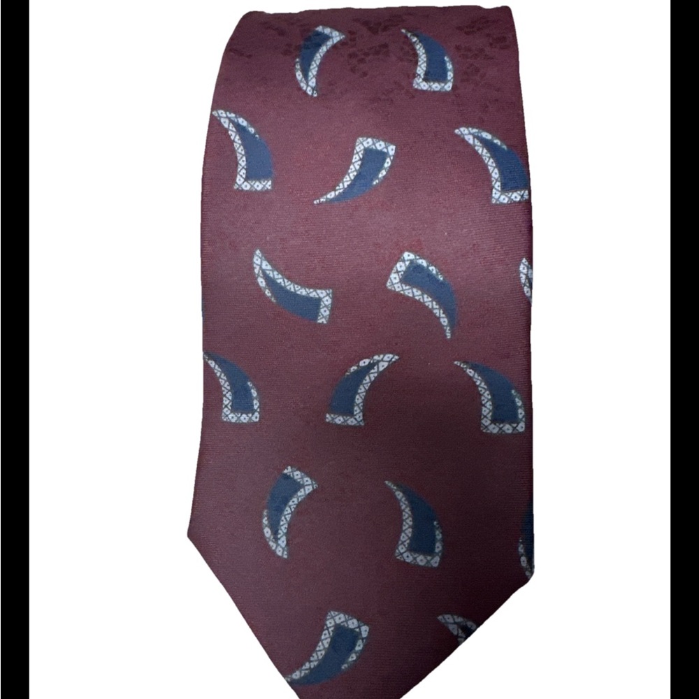 ENZO BRUNATTI Italian Vintage 100% Silk Red and Blue Tie